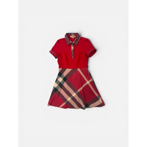 BURBERRY STYLE RED CHECK POLO DRESS M