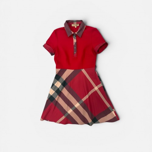 BURBERRY STYLE RED CHECK POLO DRESS M